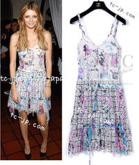 CHANEL 07C White Graffiti CC Logo Tweed Dress 36 シャネル ホワイト グラフィティ ロゴ ツイード ワンピース 即発