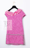 CHANEL 14S Pink White Metallic Trim Cotton Tweed Dress 36 シャネル ピンク ホワイト メタリック トリム コットン ツイード ワンピース 即発