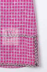 CHANEL 14S Pink White Metallic Trim Cotton Tweed Dress 36 シャネル ピンク ホワイト メタリック トリム コットン ツイード ワンピース 即発