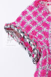 CHANEL 14S Pink White Metallic Trim Cotton Tweed Dress 36 シャネル ピンク ホワイト メタリック トリム コットン ツイード ワンピース 即発