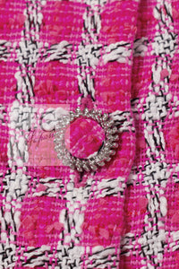 CHANEL 14S Pink White Metallic Trim Cotton Tweed Dress 36 シャネル ピンク ホワイト メタリック トリム コットン ツイード ワンピース 即発