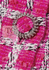 CHANEL 14S Pink White Metallic Trim Cotton Tweed Dress 36 シャネル ピンク ホワイト メタリック トリム コットン ツイード ワンピース 即発