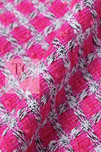 CHANEL 14S Pink White Metallic Trim Cotton Tweed Dress 36 シャネル ピンク ホワイト メタリック トリム コットン ツイード ワンピース 即発