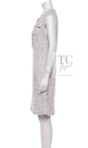 CHANEL 16PS White Gray Sleeveless CC Buttons Stretch Knit Dress 36 シャネル ホワイト グレー ストレッチ ノースリーブ CC ボタン ニット ワンピース 即発