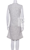 CHANEL 16PS White Gray Sleeveless CC Buttons Stretch Knit Dress 36 シャネル ホワイト グレー ストレッチ ノースリーブ CC ボタン ニット ワンピース 即発