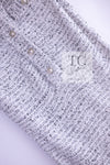 CHANEL 16PS White Gray Sleeveless CC Buttons Stretch Knit Dress 36 シャネル ホワイト グレー ストレッチ ノースリーブ CC ボタン ニット ワンピース 即発