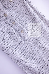 CHANEL 16PS White Gray Sleeveless CC Buttons Stretch Knit Dress 36 シャネル ホワイト グレー ストレッチ ノースリーブ CC ボタン ニット ワンピース 即発