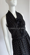 CHANEL 89S Black Beige Wool Dot Print Dress 34 36 シャネル ブラック ベージュ ウール ドット柄 ワンピース 即発