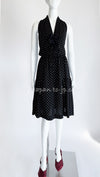 CHANEL 89S Black Beige Wool Dot Print Dress 34 36 シャネル ブラック ベージュ ウール ドット柄 ワンピース 即発
