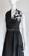 CHANEL 89S Black Beige Wool Dot Print Dress 34 36 シャネル ブラック ベージュ ウール ドット柄 ワンピース 即発