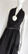 CHANEL 89S Black Beige Wool Dot Print Dress 34 36 シャネル ブラック ベージュ ウール ドット柄 ワンピース 即発