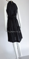 CHANEL 89S Black Beige Wool Dot Print Dress 34 36 シャネル ブラック ベージュ ウール ドット柄 ワンピース 即発