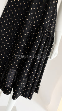 CHANEL 89S Black Beige Wool Dot Print Dress 34 36 シャネル ブラック ベージュ ウール ドット柄 ワンピース 即発