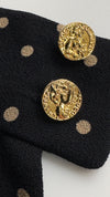 CHANEL 89S Black Beige Wool Dot Print Dress 34 36 シャネル ブラック ベージュ ウール ドット柄 ワンピース 即発