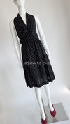 CHANEL 89S Black Beige Wool Dot Print Dress 34 36 シャネル ブラック ベージュ ウール ドット柄 ワンピース 即発