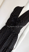 CHANEL 89S Black Beige Wool Dot Print Dress 34 36 シャネル ブラック ベージュ ウール ドット柄 ワンピース 即発
