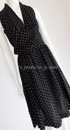CHANEL 89S Black Beige Wool Dot Print Dress 34 36 シャネル ブラック ベージュ ウール ドット柄 ワンピース 即発