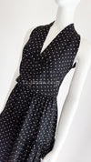 CHANEL 89S Black Beige Wool Dot Print Dress 34 36 シャネル ブラック ベージュ ウール ドット柄 ワンピース 即発