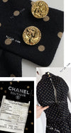 CHANEL 89S Black Beige Wool Dot Print Dress 34 36 シャネル ブラック ベージュ ウール ドット柄 ワンピース 即発