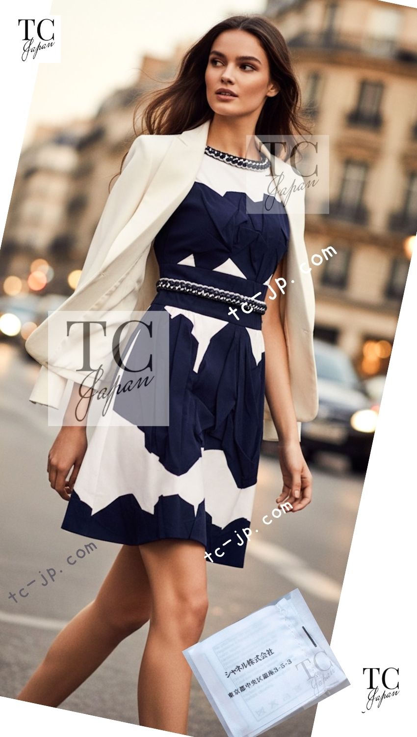 CHANEL 14S White Navy Blue Chain Trim Silk Cotton Sleeveless Dress 38 シャネル ホワイト ネイビー ブルー チェーントリム シルク コットン ノースリーブ ワンピース 即発