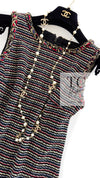 CHANEL 11C Black Border Multi Color Tunic Dress Tops 38 シャネル ブラック マルチカラー ストライプ ボーダー ツイード チュニック ワンピース トップス 即発
