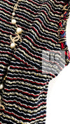 CHANEL 11C Black Border Multi Color Tunic Dress Tops 38 シャネル ブラック マルチカラー ストライプ ボーダー ツイード チュニック ワンピース トップス 即発