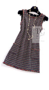 CHANEL 11C Black Border Multi Color Tunic Dress Tops 38 シャネル ブラック マルチカラー ストライプ ボーダー ツイード チュニック ワンピース トップス 即発