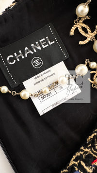 CHANEL 11C Black Border Multi Color Tunic Dress Tops 38 シャネル ブラック マルチカラー ストライプ ボーダー ツイード チュニック ワンピース トップス 即発