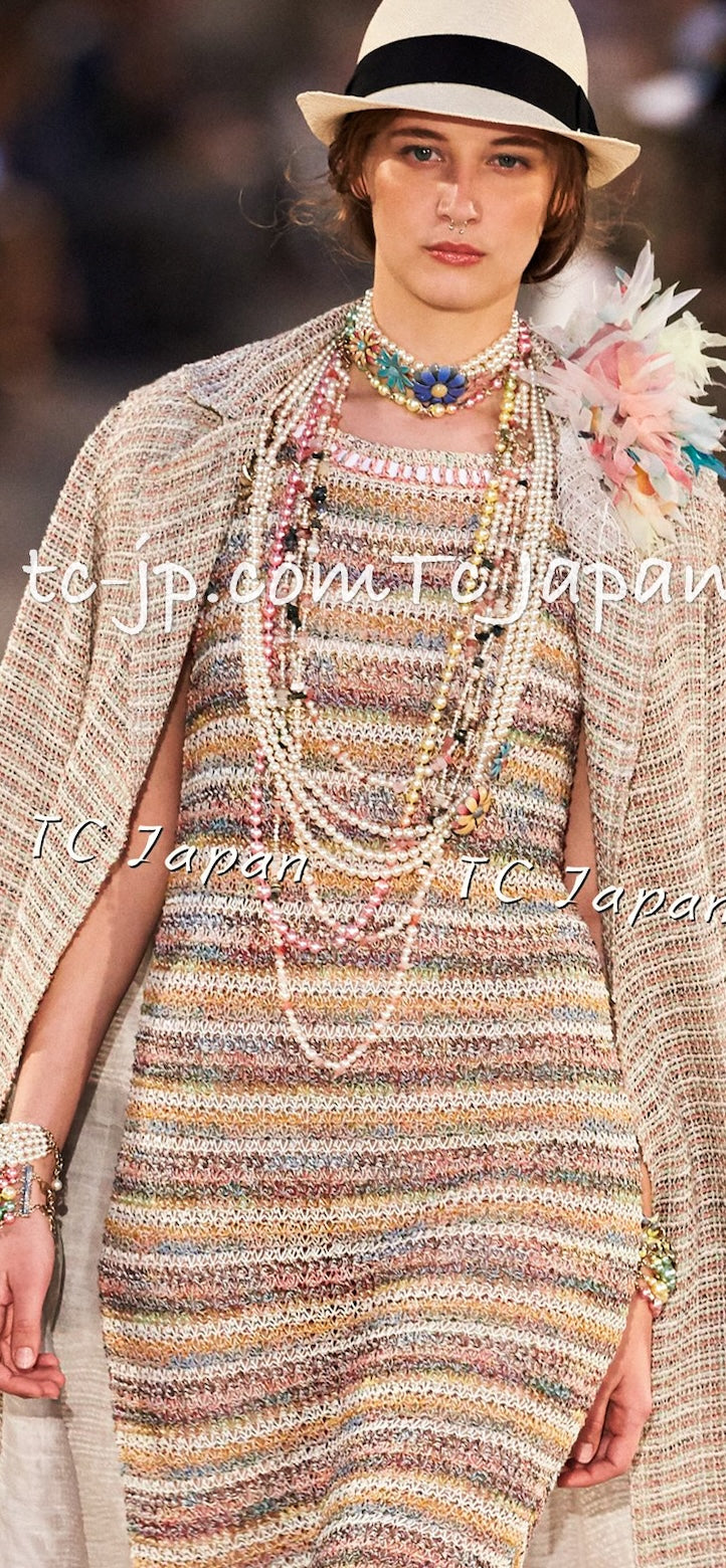 CHANEL 17C Creme Marigold Multi Cotton Cardigan 34 36 シャネル クリーム マリゴールド コットン ストレッチ テープ トリム カーディガン 即発