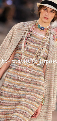 CHANEL 17C Creme Marigold Multi Cotton Cardigan 34 36 シャネル クリーム マリゴールド コットン ストレッチ テープ トリム カーディガン 即発