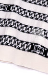 CHANEL 17PS Ivory Black Chain Turn Lock Pattern Cashmere Knit Dress 36 シャネル アイボリー ブラック チェーン & ターンロック 柄 カシミヤ ニット ワンピース 即発