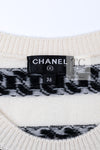 CHANEL 17PS Ivory Black Chain Turn Lock Pattern Cashmere Knit Dress 36 シャネル アイボリー ブラック チェーン & ターンロック 柄 カシミヤ ニット ワンピース 即発