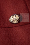 CHANEL 15PF Burgundy Red Ruby Gold Trim Melton Wool 100 Dress 40 シャネル バーガンディ レッド ルビー ゴールド トリム メルトン ウール ワンピース 即発