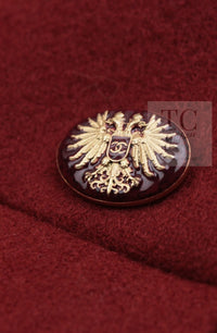 CHANEL 15PF Burgundy Red Ruby Gold Trim Melton Wool 100 Dress 40 シャネル バーガンディ レッド ルビー ゴールド トリム メルトン ウール ワンピース 即発