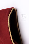 CHANEL 15PF Burgundy Red Ruby Gold Trim Melton Wool 100 Dress 40 シャネル バーガンディ レッド ルビー ゴールド トリム メルトン ウール ワンピース 即発