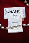 CHANEL 15PF Burgundy Red Ruby Gold Trim Melton Wool 100 Dress 40 シャネル バーガンディ レッド ルビー ゴールド トリム メルトン ウール ワンピース 即発