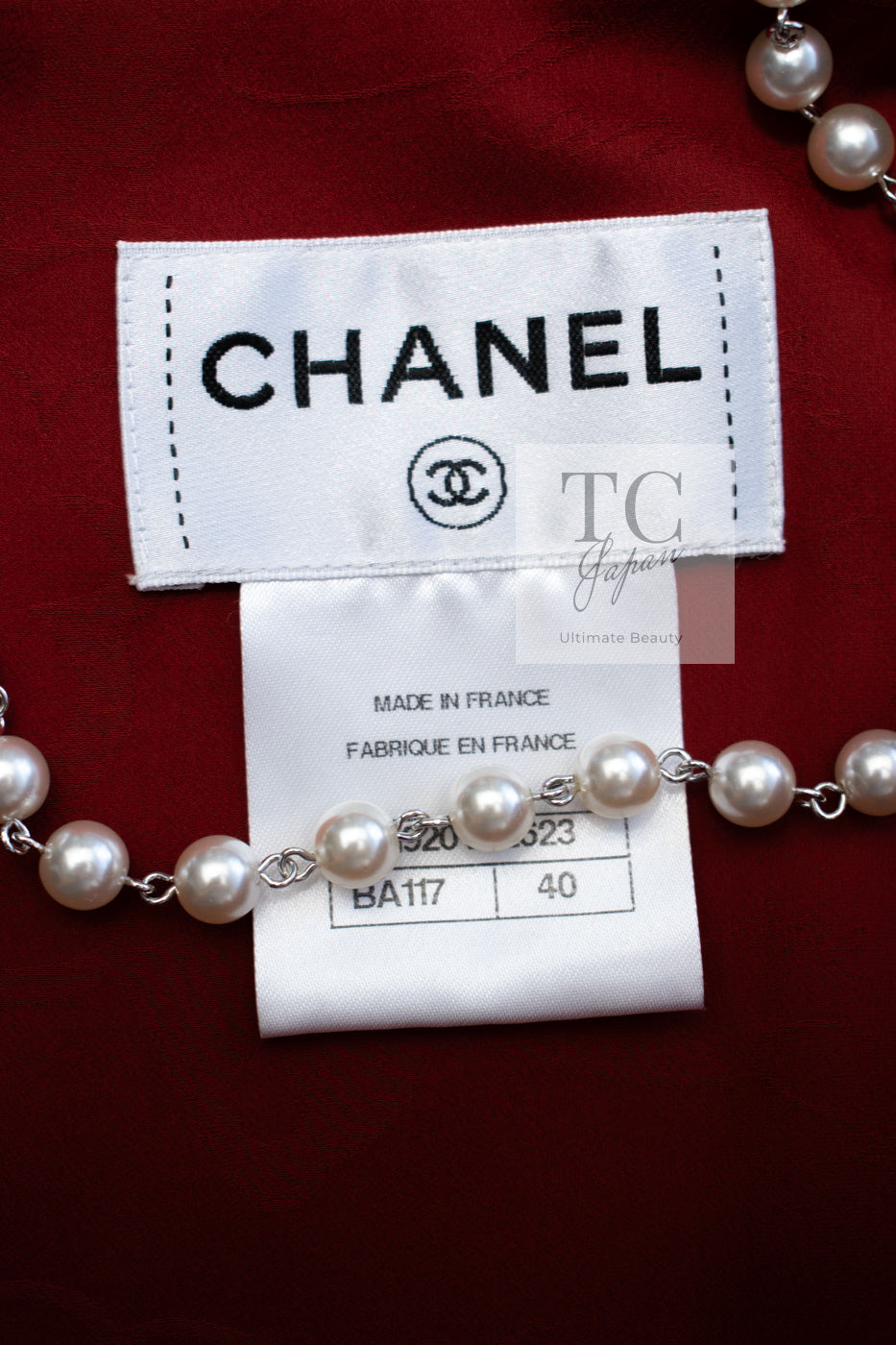 CHANEL 15PF Burgundy Red Ruby Gold Trim Melton Wool 100 Dress 40 シャネル バーガンディ レッド ルビー ゴールド トリム メルトン ウール ワンピース 即発