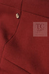 CHANEL 15PF Burgundy Red Ruby Gold Trim Melton Wool 100 Dress 40 シャネル バーガンディ レッド ルビー ゴールド トリム メルトン ウール ワンピース 即発