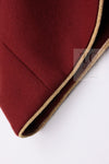 CHANEL 15PF Burgundy Red Ruby Gold Trim Melton Wool 100 Dress 40 シャネル バーガンディ レッド ルビー ゴールド トリム メルトン ウール ワンピース 即発
