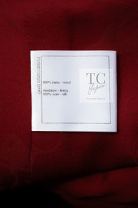 CHANEL 15PF Burgundy Red Ruby Gold Trim Melton Wool 100 Dress 40 シャネル バーガンディ レッド ルビー ゴールド トリム メルトン ウール ワンピース 即発