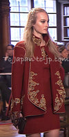 CHANEL 15PF Burgundy Red Ruby Gold Trim Melton Wool 100 Dress 40 シャネル バーガンディ レッド ルビー ゴールド トリム メルトン ウール ワンピース 即発