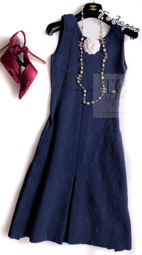 CHANEL 13C Versailles Navy Jacquard Sleeveless Dress 34 36 シャネル ベルサイユ ネイビー ジャガード ニット ノースリーブ ワンピース 即発