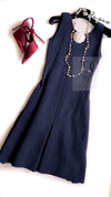 CHANEL 13C Versailles Navy Jacquard Sleeveless Dress 34 36 シャネル ベルサイユ ネイビー ジャガード ニット ノースリーブ ワンピース 即発
