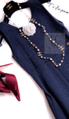 CHANEL 13C Versailles Navy Jacquard Sleeveless Dress 34 36 シャネル ベルサイユ ネイビー ジャガード ニット ノースリーブ ワンピース 即発