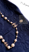 CHANEL 13C Versailles Navy Jacquard Sleeveless Dress 34 36 シャネル ベルサイユ ネイビー ジャガード ニット ノースリーブ ワンピース 即発