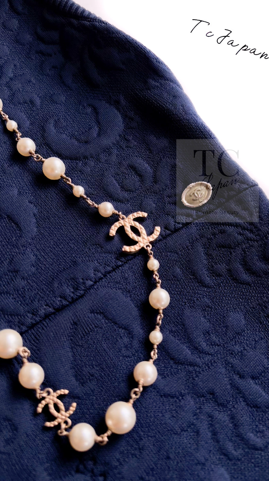 CHANEL 13C Versailles Navy Jacquard Sleeveless Dress 34 36 シャネル ベルサイユ ネイビー ジャガード ニット ノースリーブ ワンピース 即発