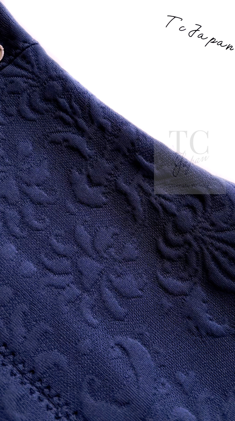 CHANEL 13C Versailles Navy Jacquard Sleeveless Dress 34 36 シャネル ベルサイユ ネイビー ジャガード ニット ノースリーブ ワンピース 即発