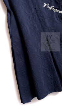 CHANEL 13C Versailles Navy Jacquard Sleeveless Dress 34 36 シャネル ベルサイユ ネイビー ジャガード ニット ノースリーブ ワンピース 即発