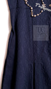 CHANEL 13C Versailles Navy Jacquard Sleeveless Dress 34 36 シャネル ベルサイユ ネイビー ジャガード ニット ノースリーブ ワンピース 即発