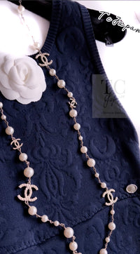 CHANEL 13C Versailles Navy Jacquard Sleeveless Dress 34 36 シャネル ベルサイユ ネイビー ジャガード ニット ノースリーブ ワンピース 即発